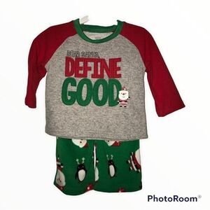 BOYS 12 MONTHS Carters 2 PC Dear SANTA Define Good CHRISTMAS PAJAMAS fleece NEW